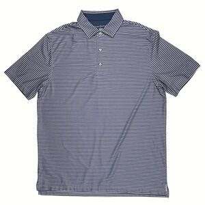 Hickey Freeman Golf Polo Shirt Men's Medium Blue Striped Preppy Country Club EUC